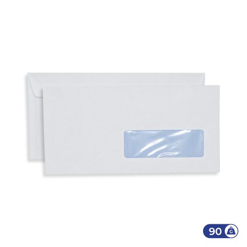 Enveloppes blanches 110×220 mm – 90g – fenêtre 35×100