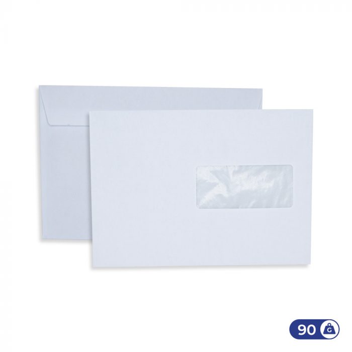 Enveloppes blanches 162×229 mm – 90g – fenêtre 45x100