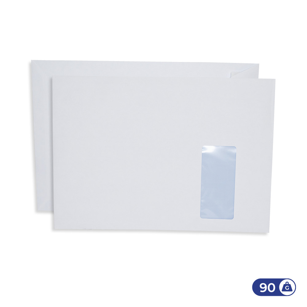 Enveloppes blanches 229×324 mm – 90g – fenêtre