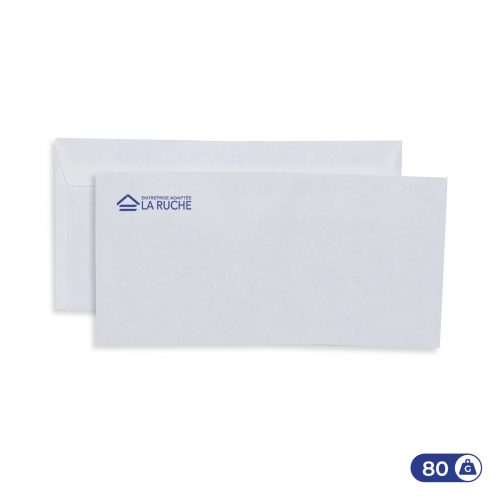 Enveloppes blanches personnalisables 110x220 mm - 80g - sans fenêtre