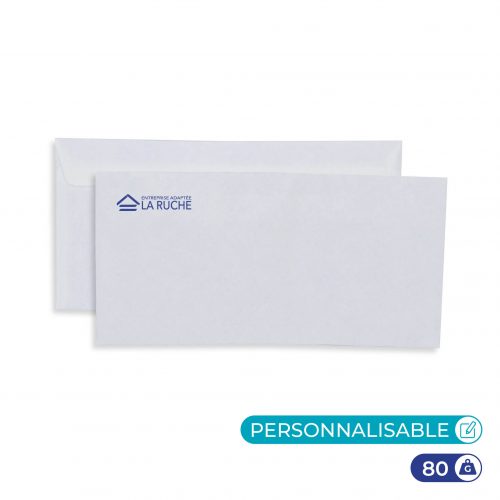 Enveloppes blanches personnalisables 110x220 mm - 80g - sans fenêtre