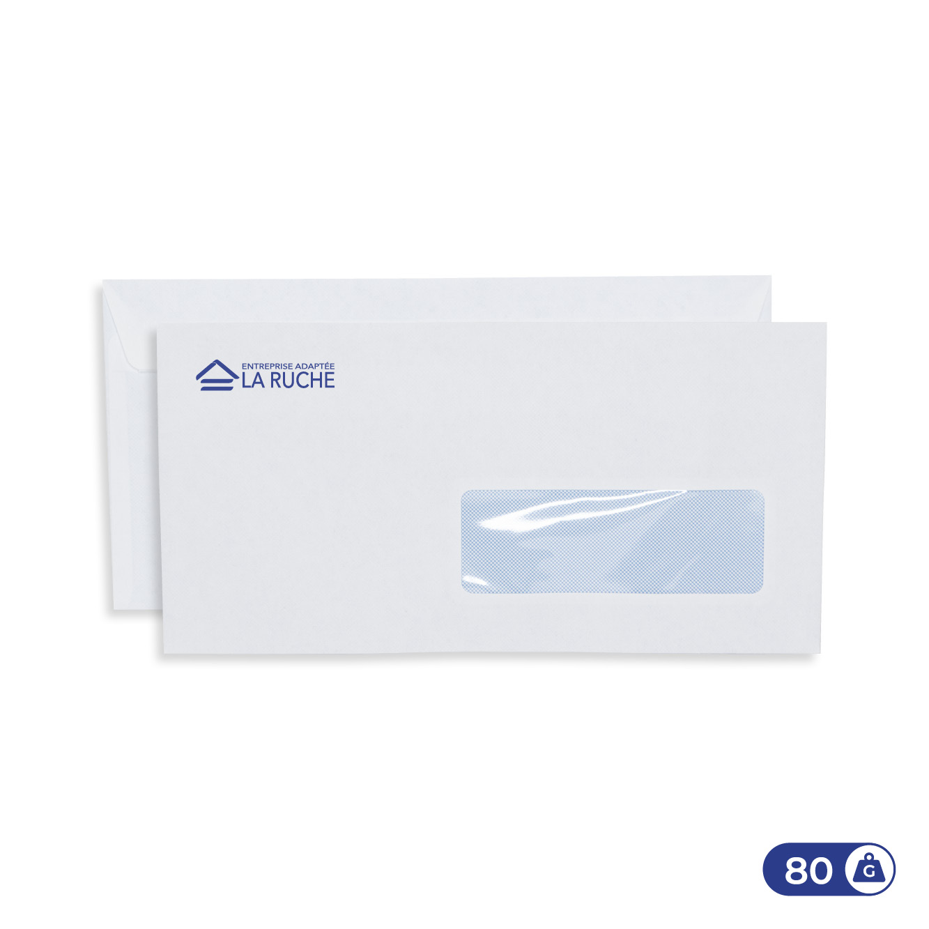 Enveloppes blanches personnalisables 110x220 mm - 80g - fenêtre 35x100