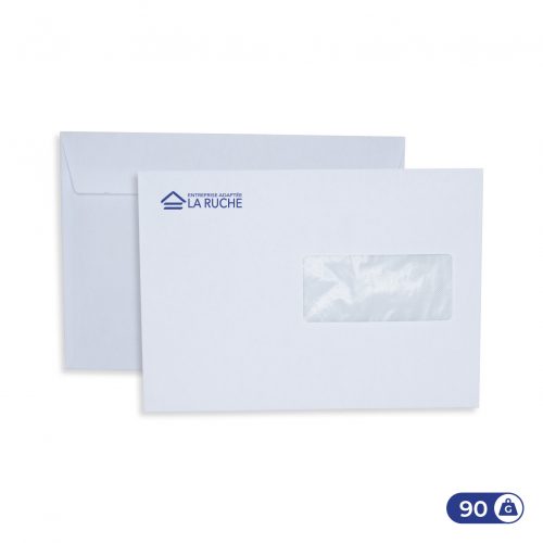 Enveloppes blanches personnalisables 162×229 mm – 90g – fenêtre 45x100