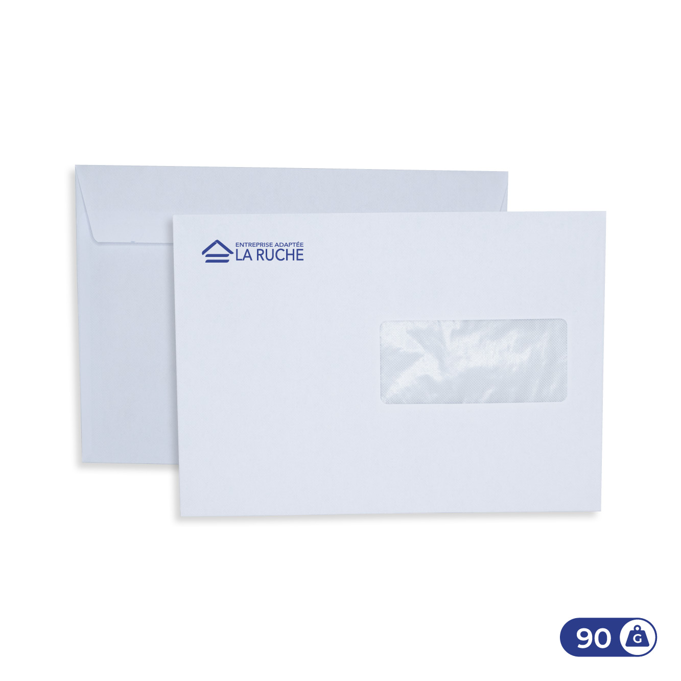 Enveloppes blanches personnalisables 162×229 mm – 90g – fenêtre 45x100