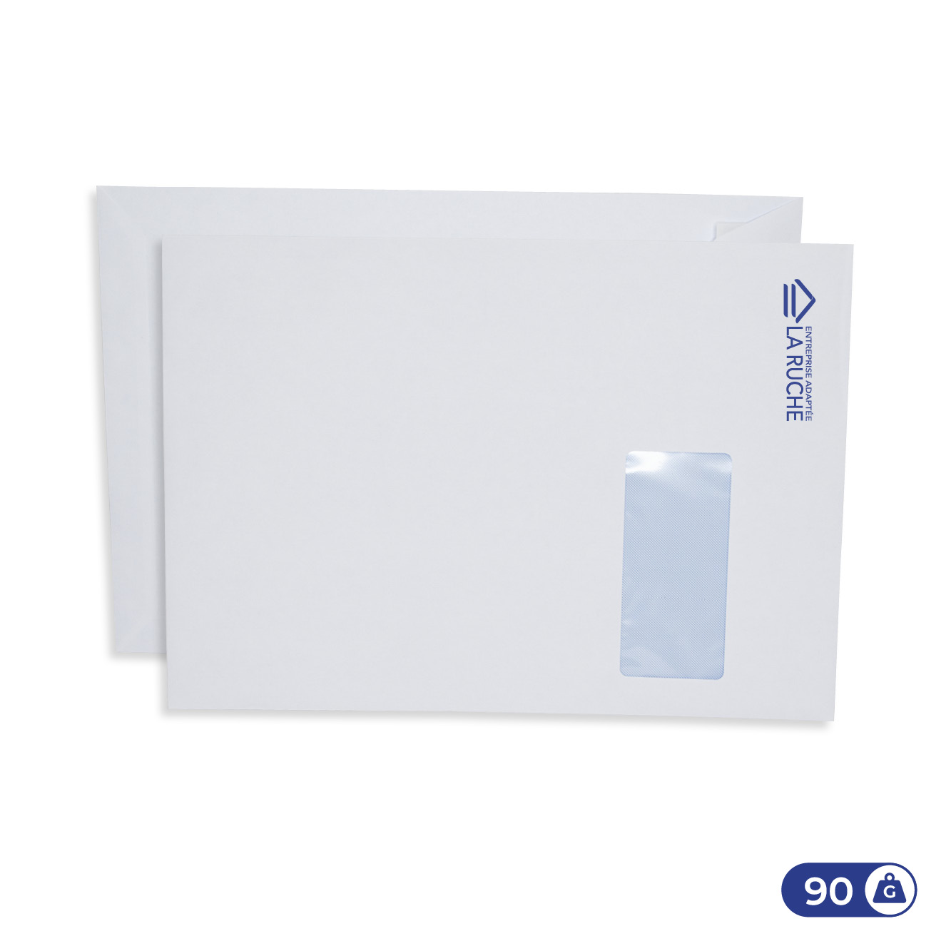 Enveloppes blanches personnalisables 229×324 mm – 90g – fenêtre