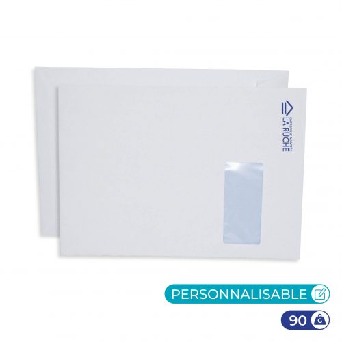 Enveloppe blanche 229 x 324 mm fenêtre personnalisable