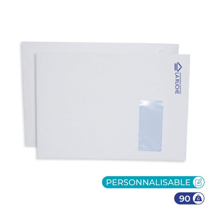 Enveloppe blanche 229 x 324 mm fenêtre personnalisable